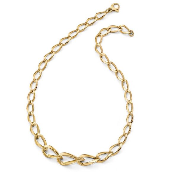 14k Yellow Gold Graduated Fancy Twisted Link Necklace, 17.5 Inch - Picture 2 of 5